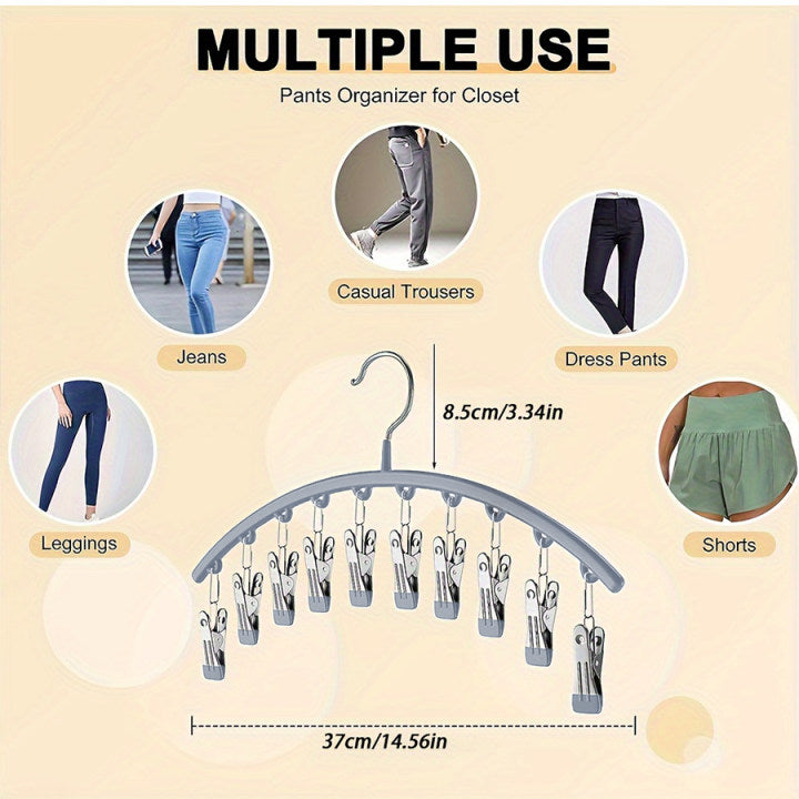 Space-Saving Organizer with 10 Strong Clips for Effortless Closet Storage